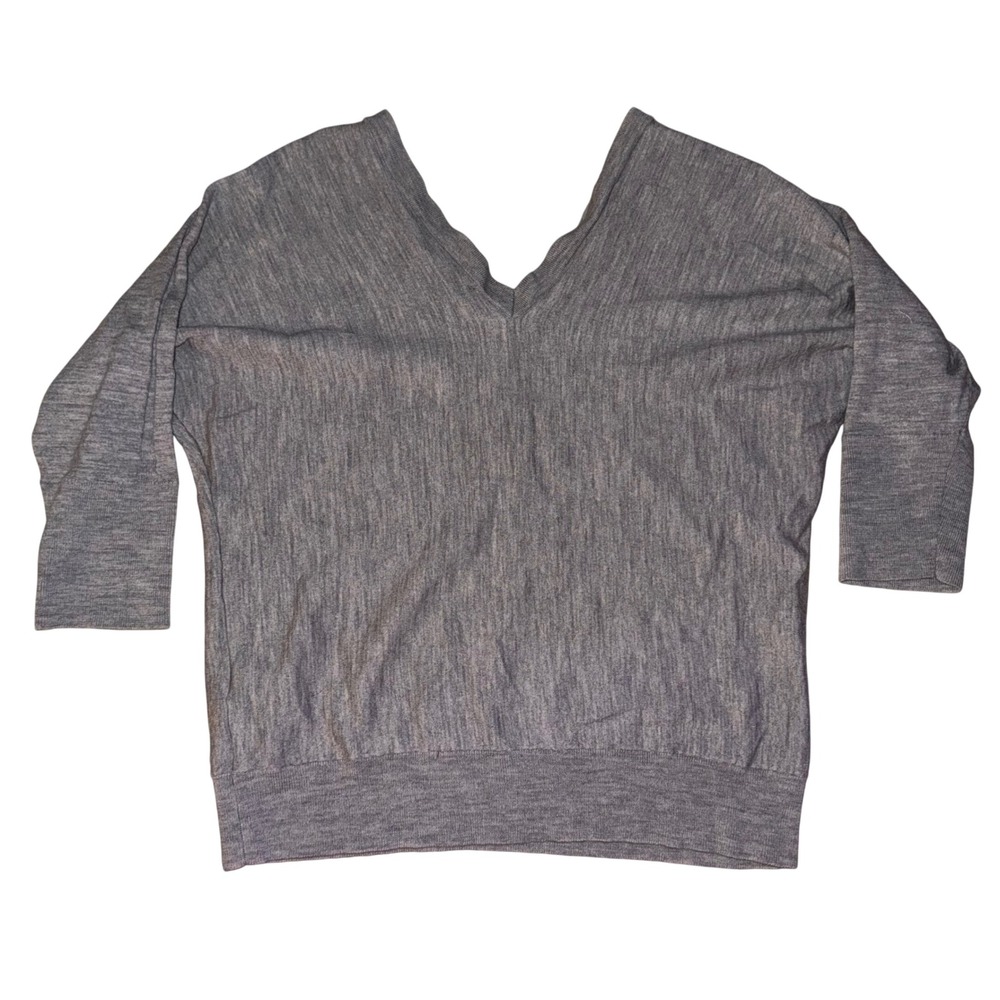 Banana Republic Gray V Neck Merino Wool Sweater Top Women L